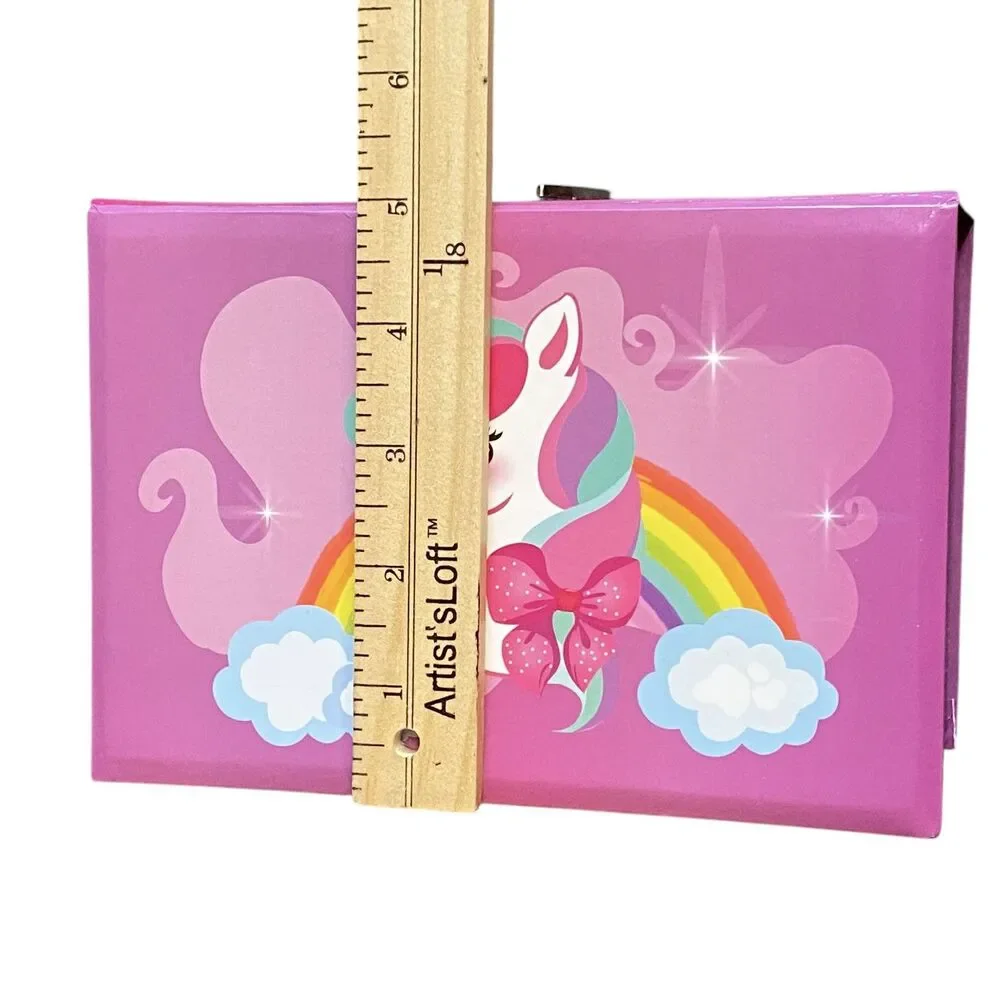 Pink Unicorn Rainbow Music Jewelry Box With Drawer Mirror Rhinestone Unicorn